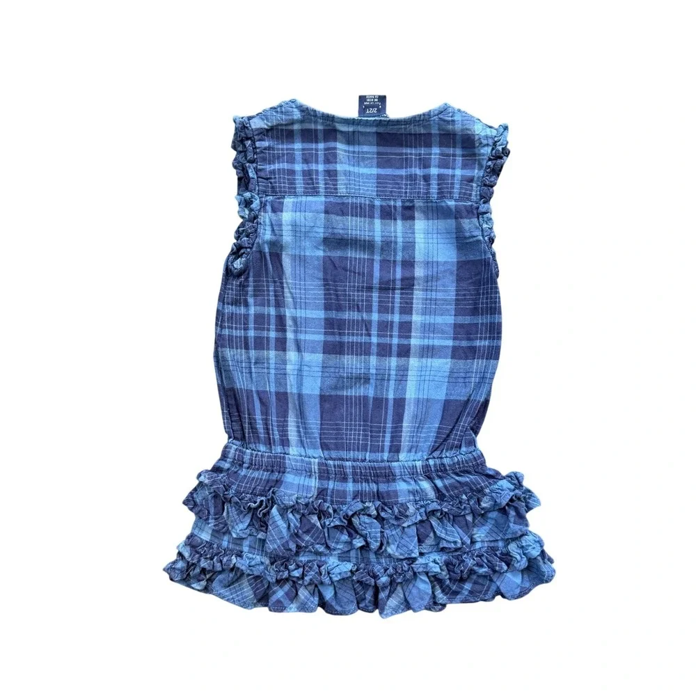 Ralph Lauren Plaid Ruffle Top Kids 2T Blue Button Front Smocked Waist 3111178878